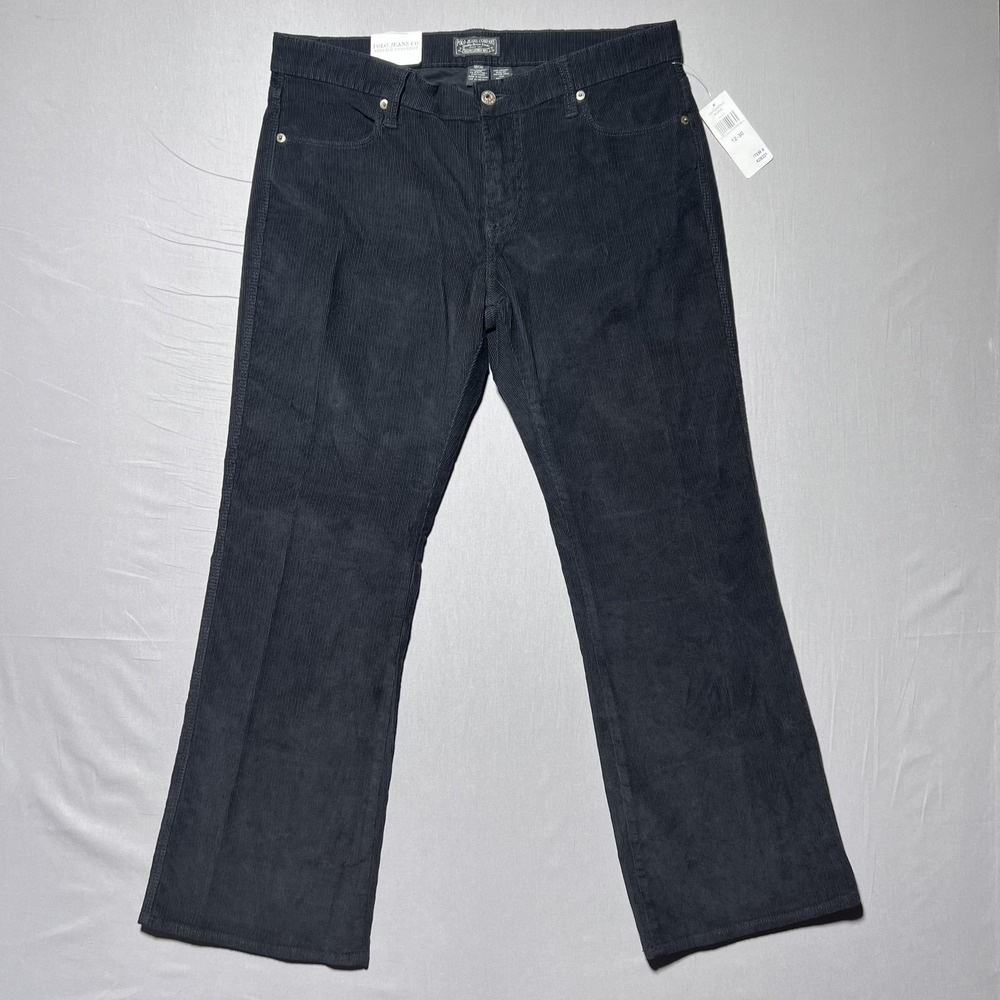 NWT Polo Jeans Company Pants‎ Womens 12x30 Black Stretch Corduroy Boot Cut